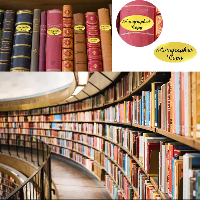 wootile 1008 PCS 'Autographed Copy' Stickers-1 x 2Inch Oval Gold Foil Labels Gold Foil Autographed Sticker Autographed by The Author Stickerss Oval Autographed Copy Stickers For Paperback Books Novels Signing - Image 2